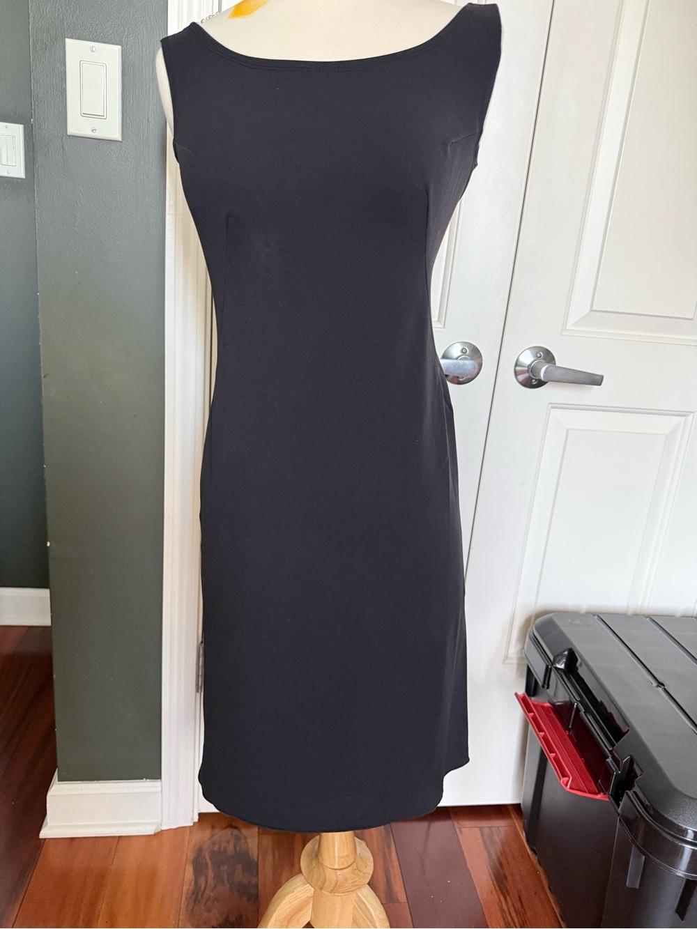 Prada Sleek Black Midi Sheath Dress Size S